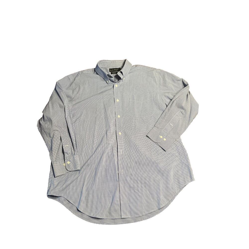 Lauren Ralph Lauren Men's Size 17.5 32/33 Blue White Check Shirt Button Down